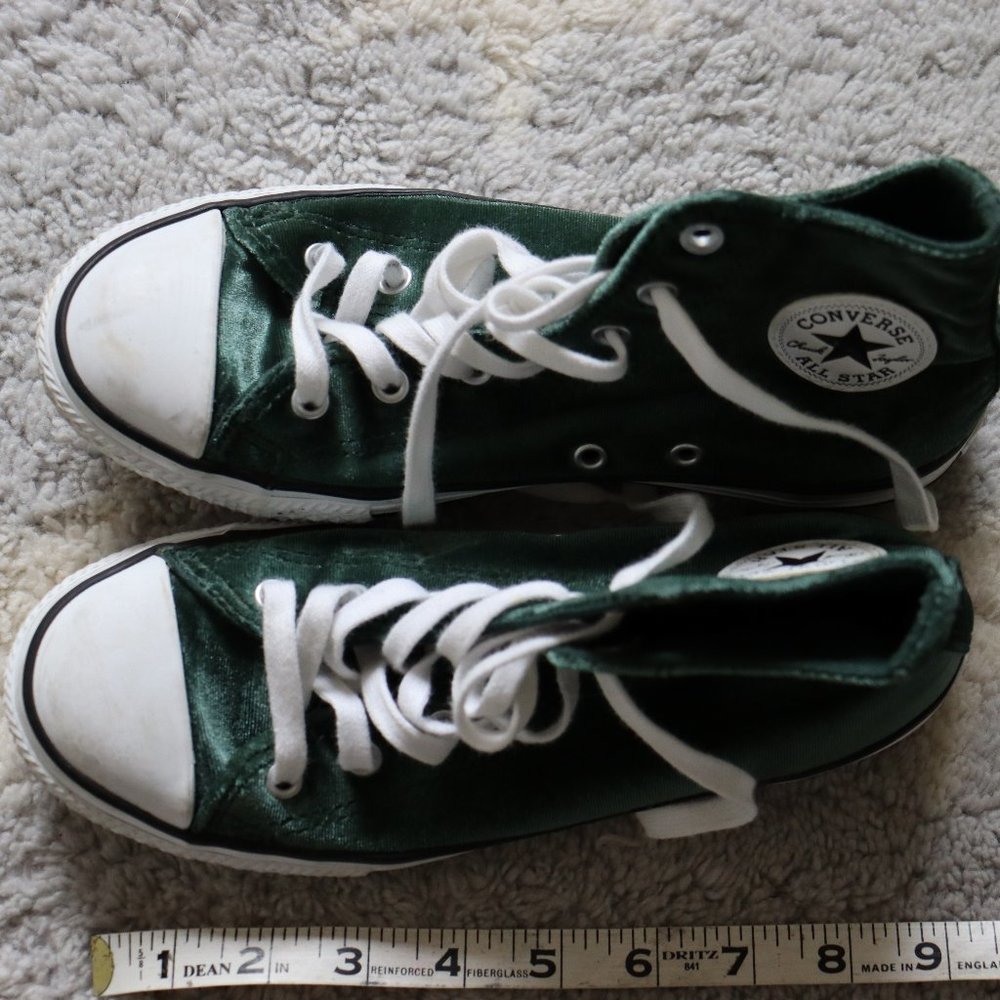 Converse Velvet Green High Tops Girls Size 3